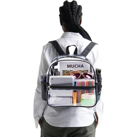 Clear Backpack for Stadium Events 12x6x12 Clear Stadium Backpacks for Women - Picture 3 of 7